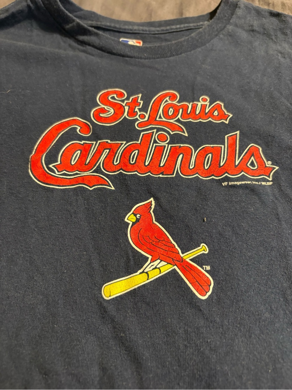 MLB St. Louis Cardinals Navy Blue Short Sleeve Tee with Red and Yellow Logo